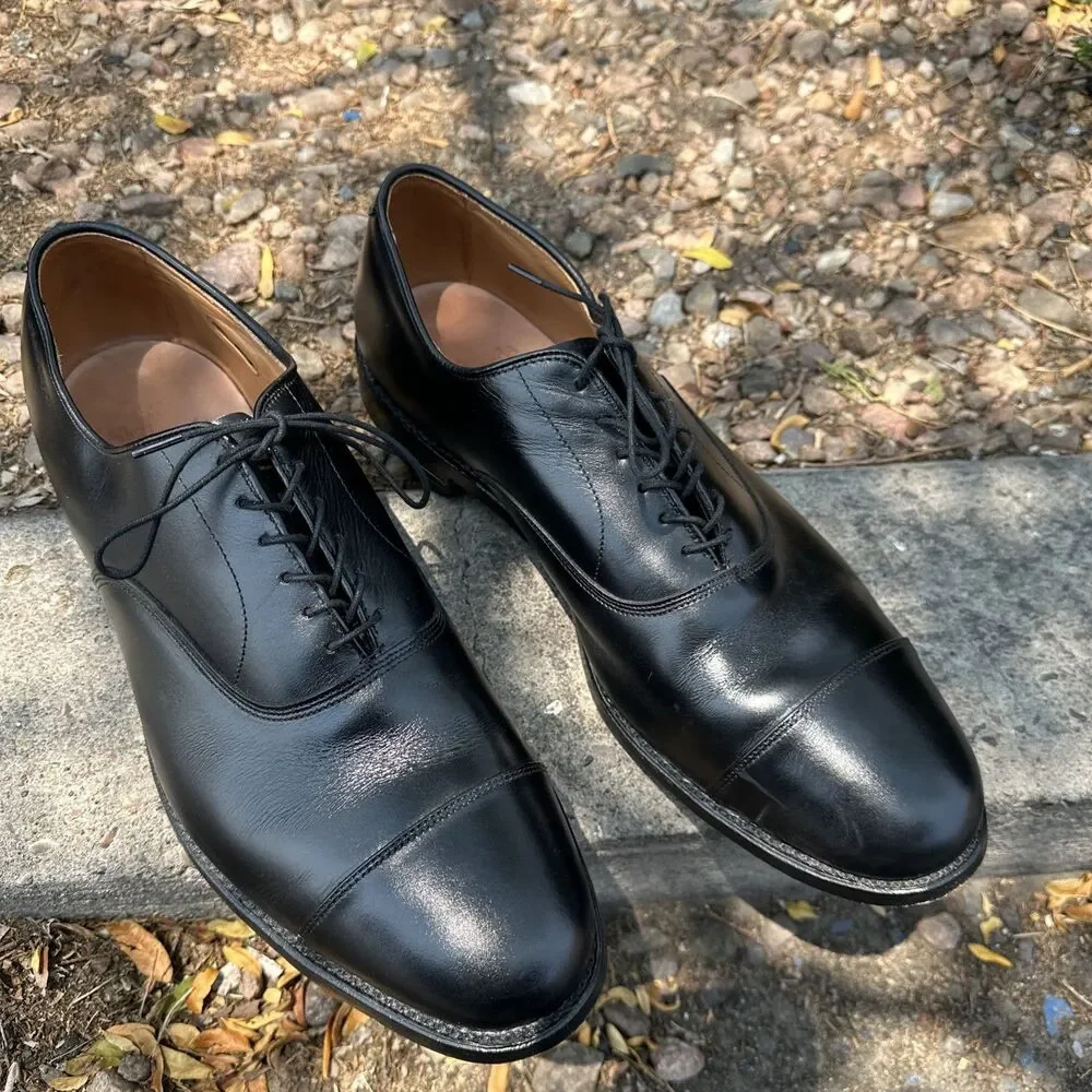 12 D Allen Edmonds Park Avenue Black Cap Toe Dress Shoes
